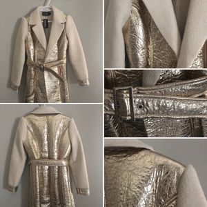 Brand New Gold Vegan Leather Coat